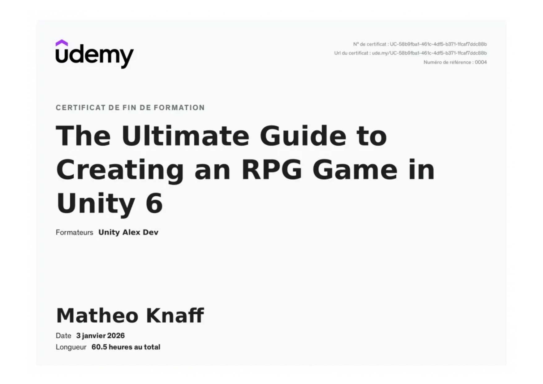 Certification Unity 6 RPG Game Development